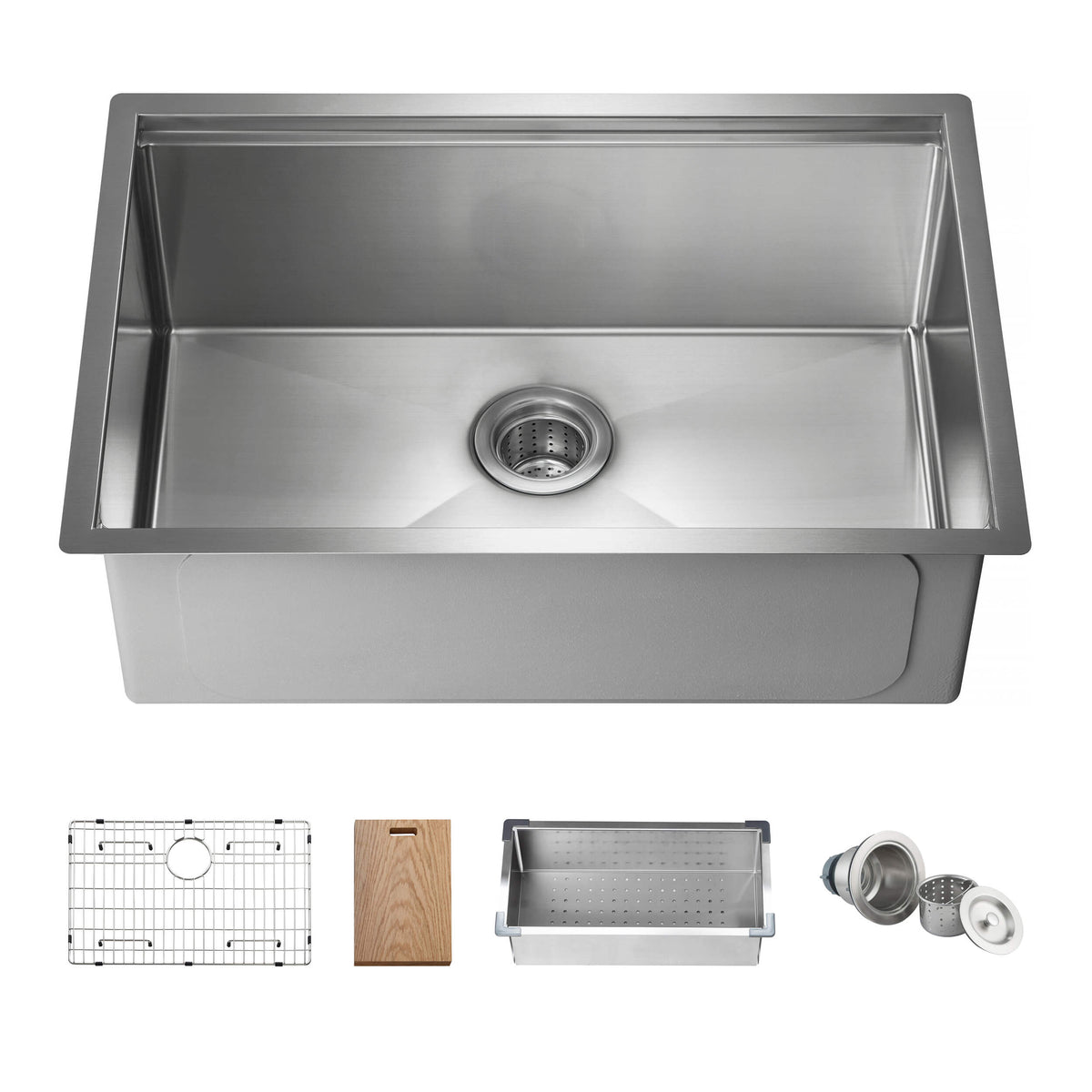 28" Undermount Single Bowl Stainless Steel Workstation Sink