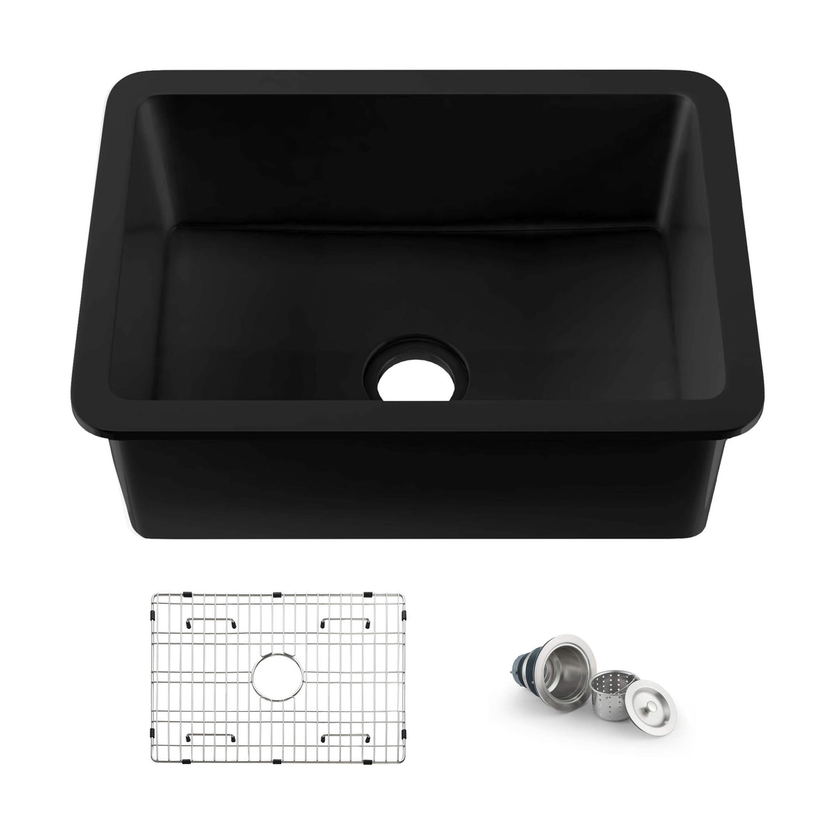 Nova 27" Matte Black Fireclay Single Bowl Kitchen Undermount Sink