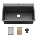 33" Top-Mount Workstation Single Bowl Quartz Kitchen Sink