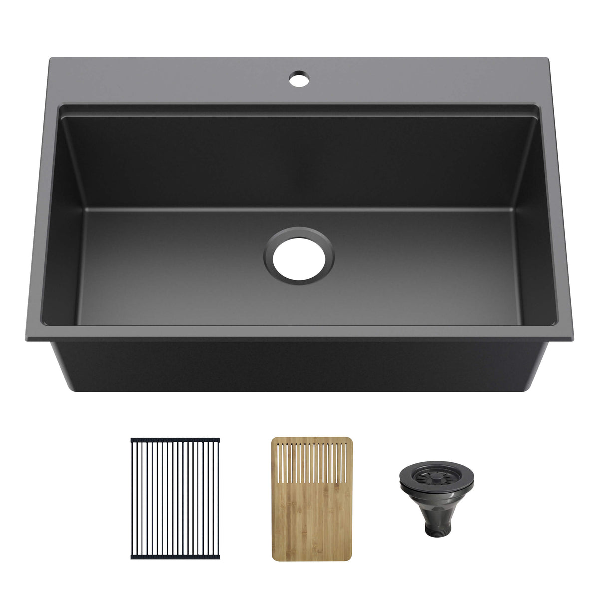 33" Top-Mount Workstation Single Bowl Quartz Kitchen Sink