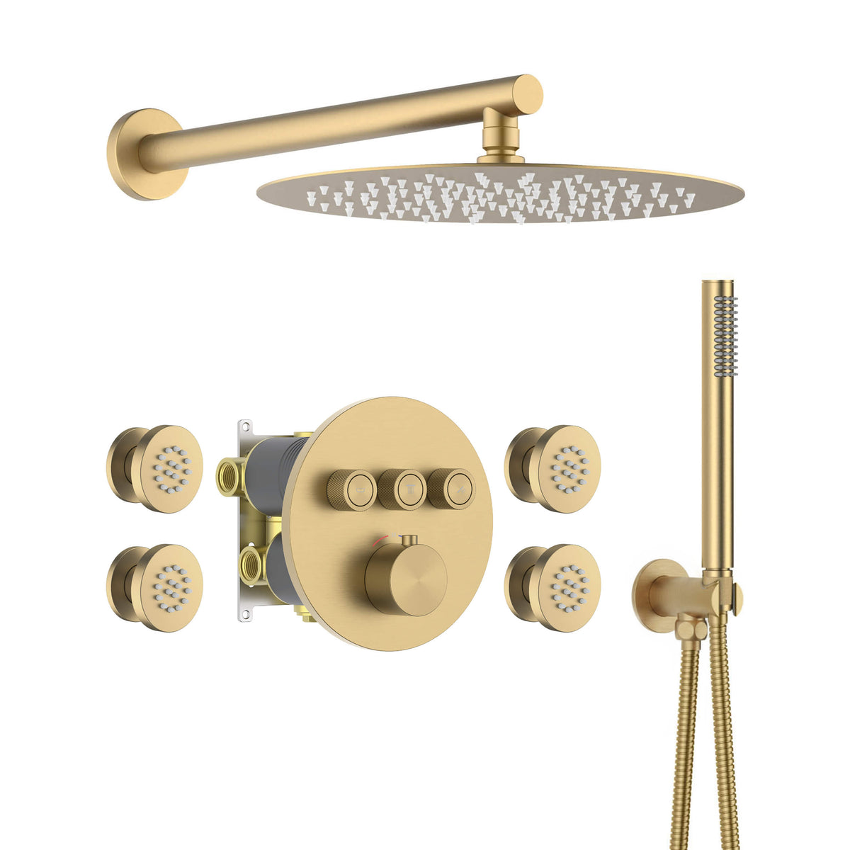 Halo 3-Function Thermostatic Complete Shower Faucet Set