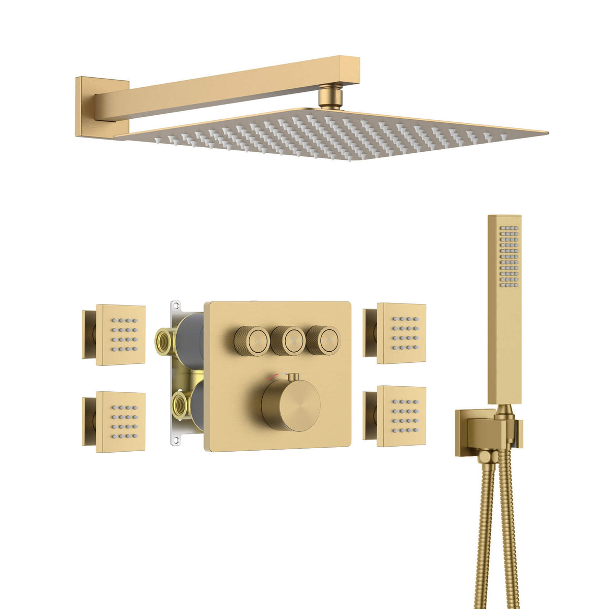 Quadra 3-Function Thermostatic Complete Shower Faucet Set
